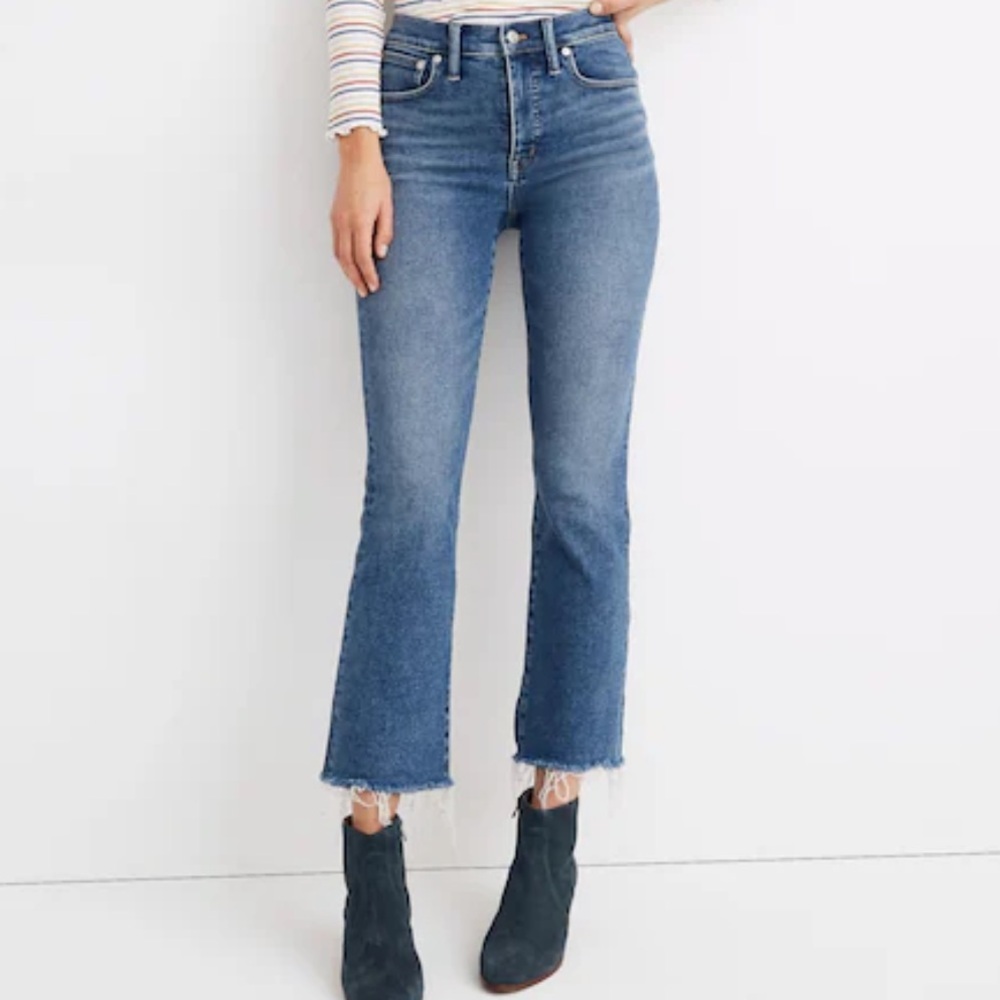 Madewell Cali Demi-Boot High Waist Stretch Cropped Raw Hem Jeans Size 26